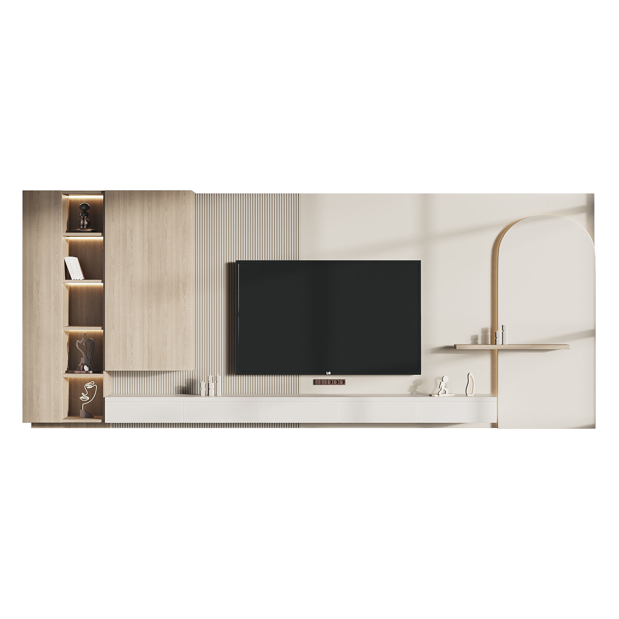 Modern TV Wall 05 3D model_1