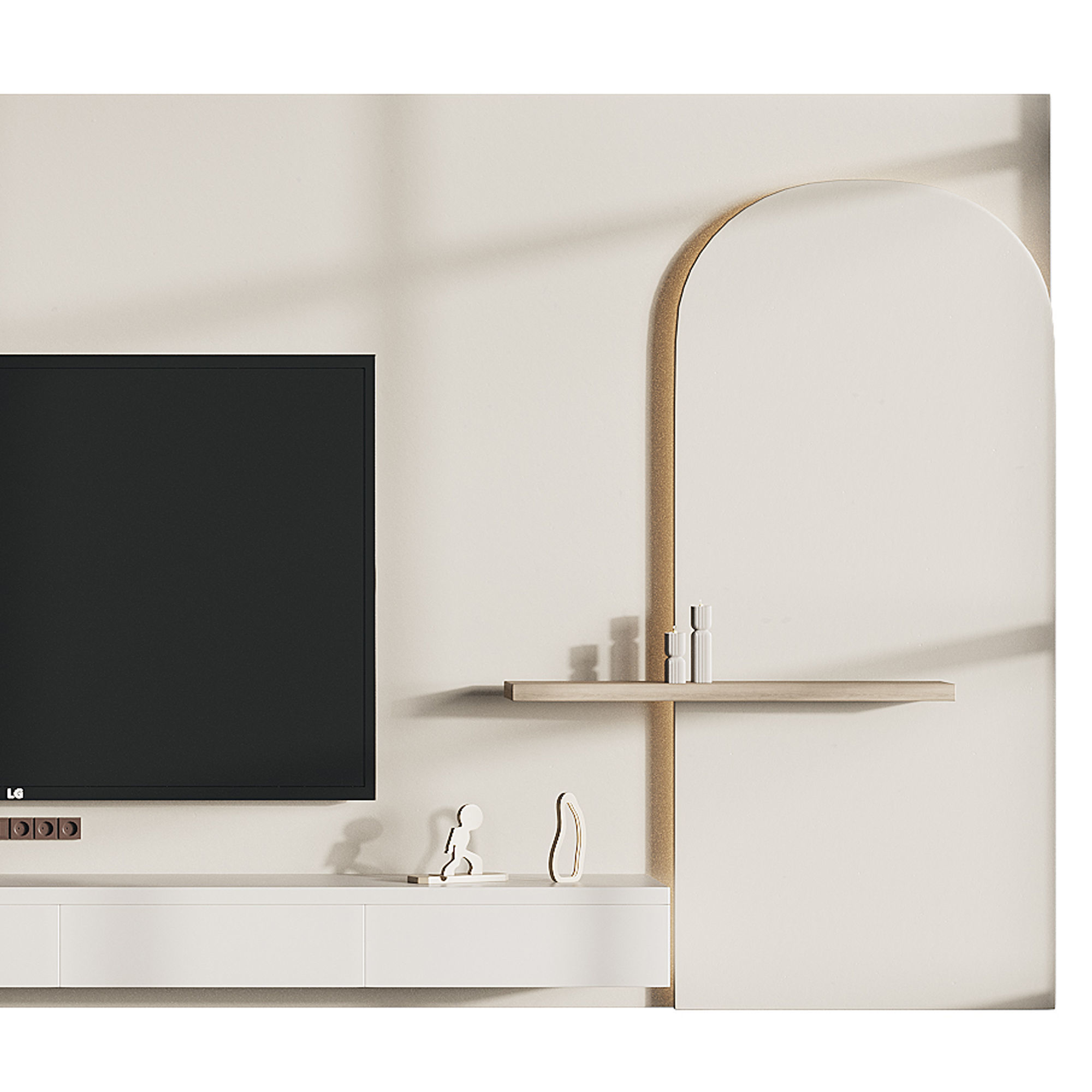 Modern TV Wall 05 3D model_4