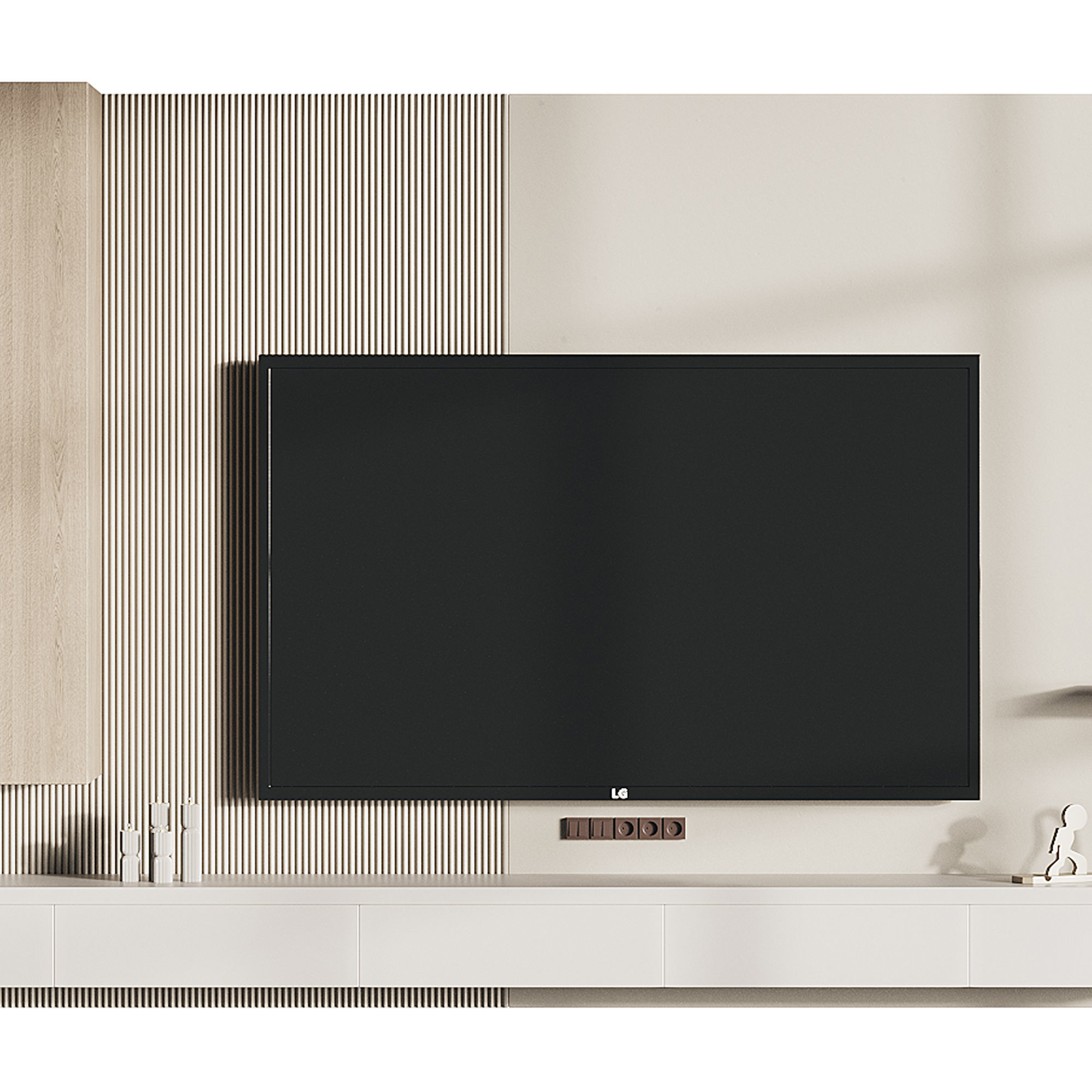 Modern TV Wall 05 3D model_3