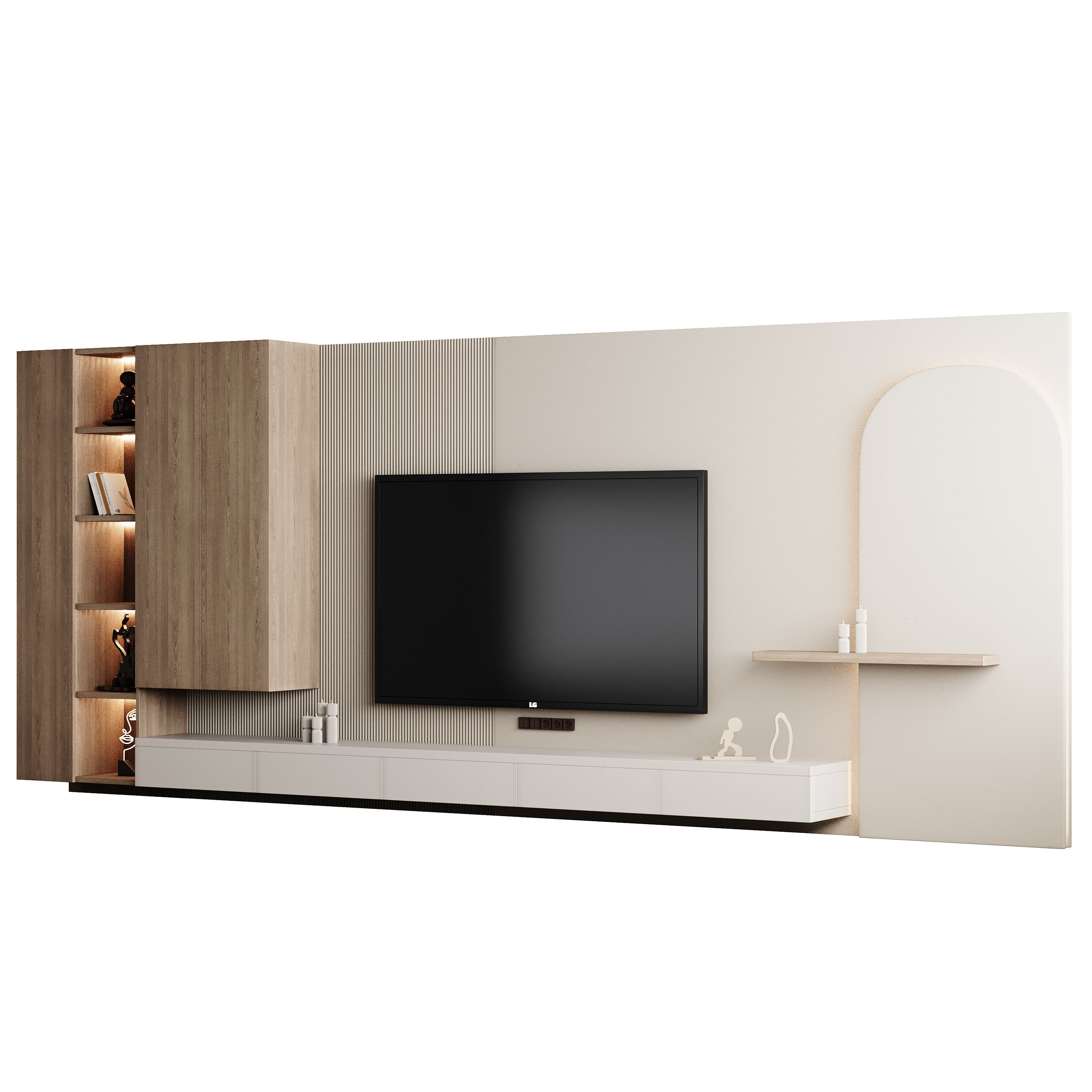 Modern TV Wall 05 3D model_7