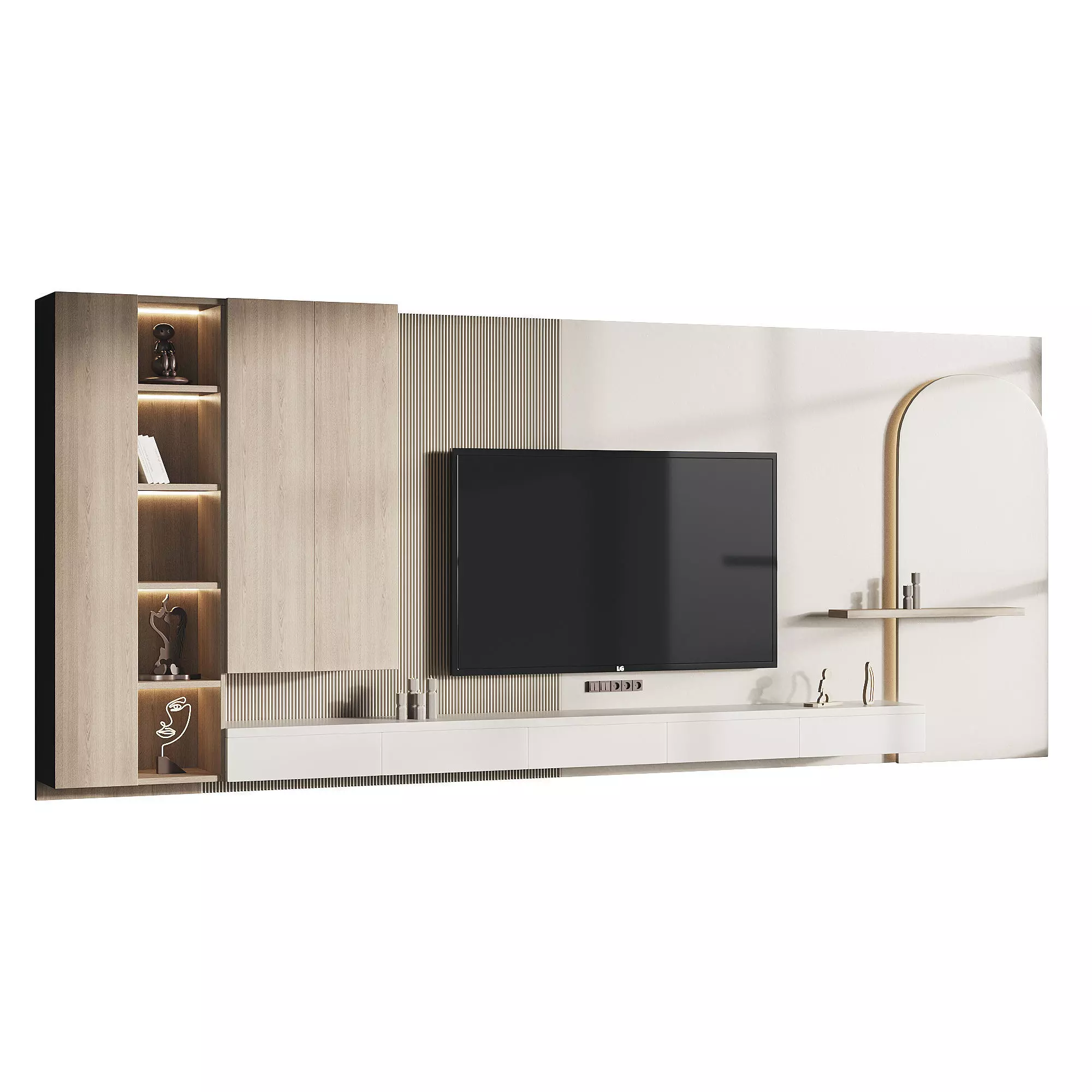 Modern TV Wall 05 3D model_0