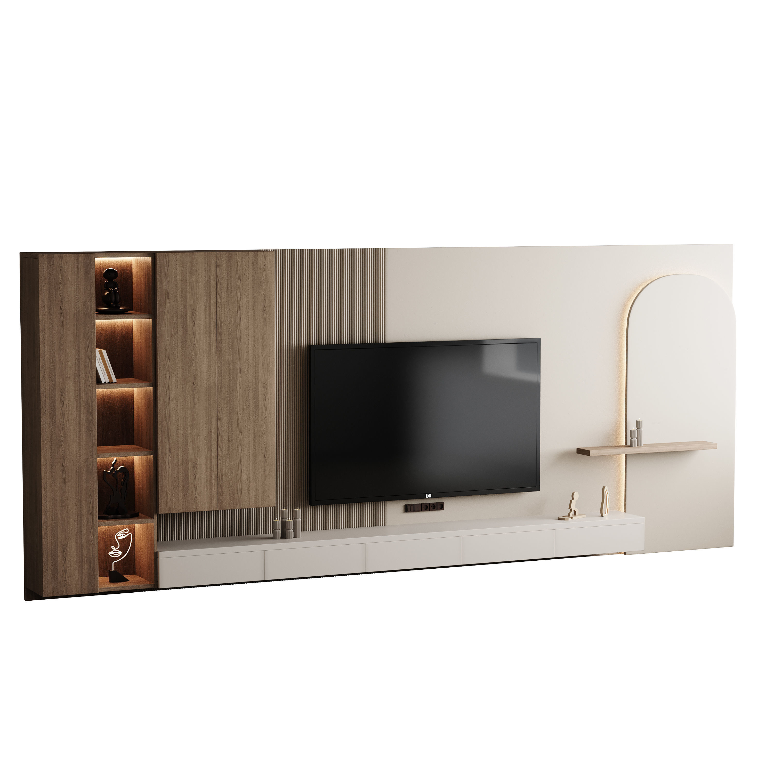Modern TV Wall 05 3D model_8