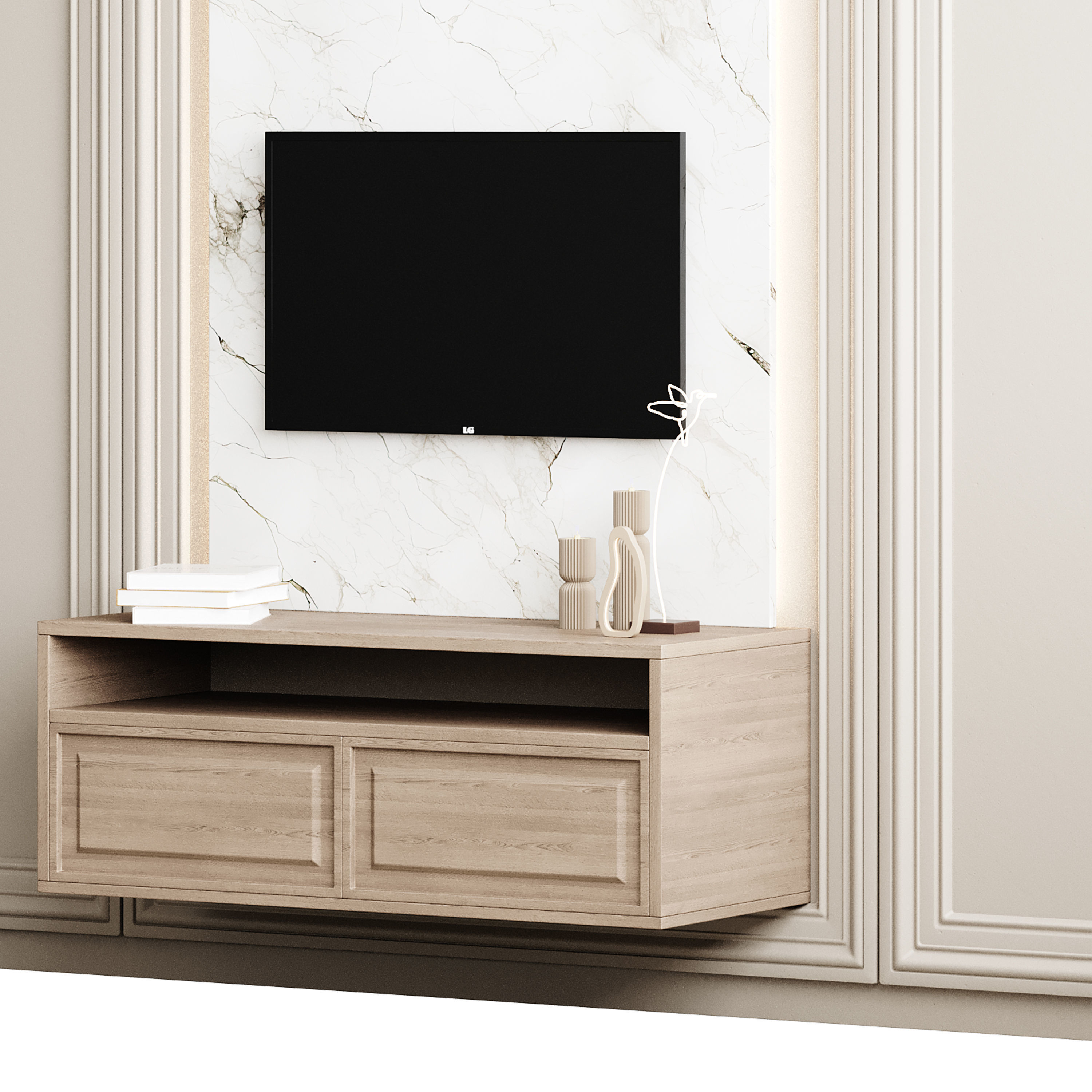 Modern TV Wall 05 3D model_9