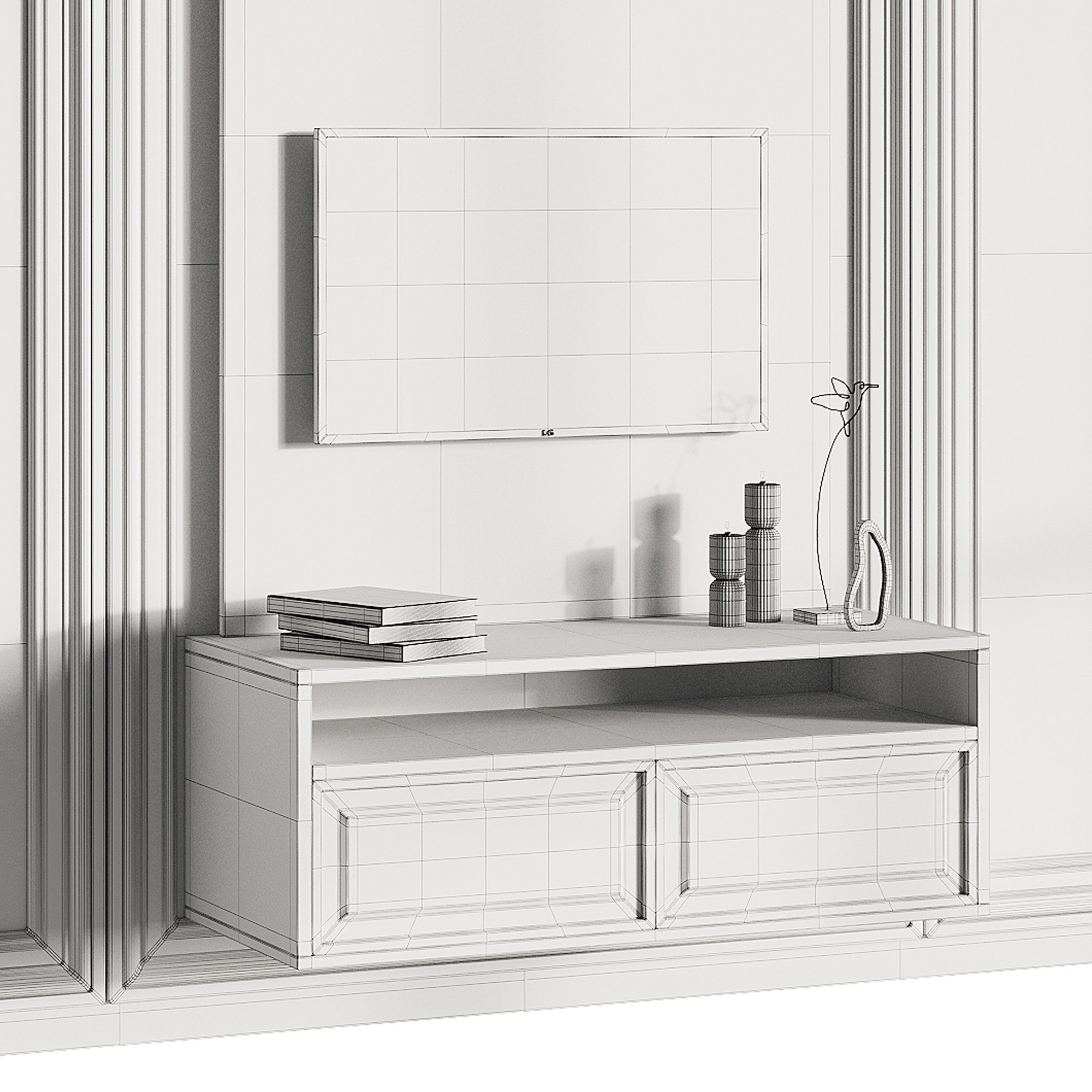 Modern TV Wall 05 3D model_14