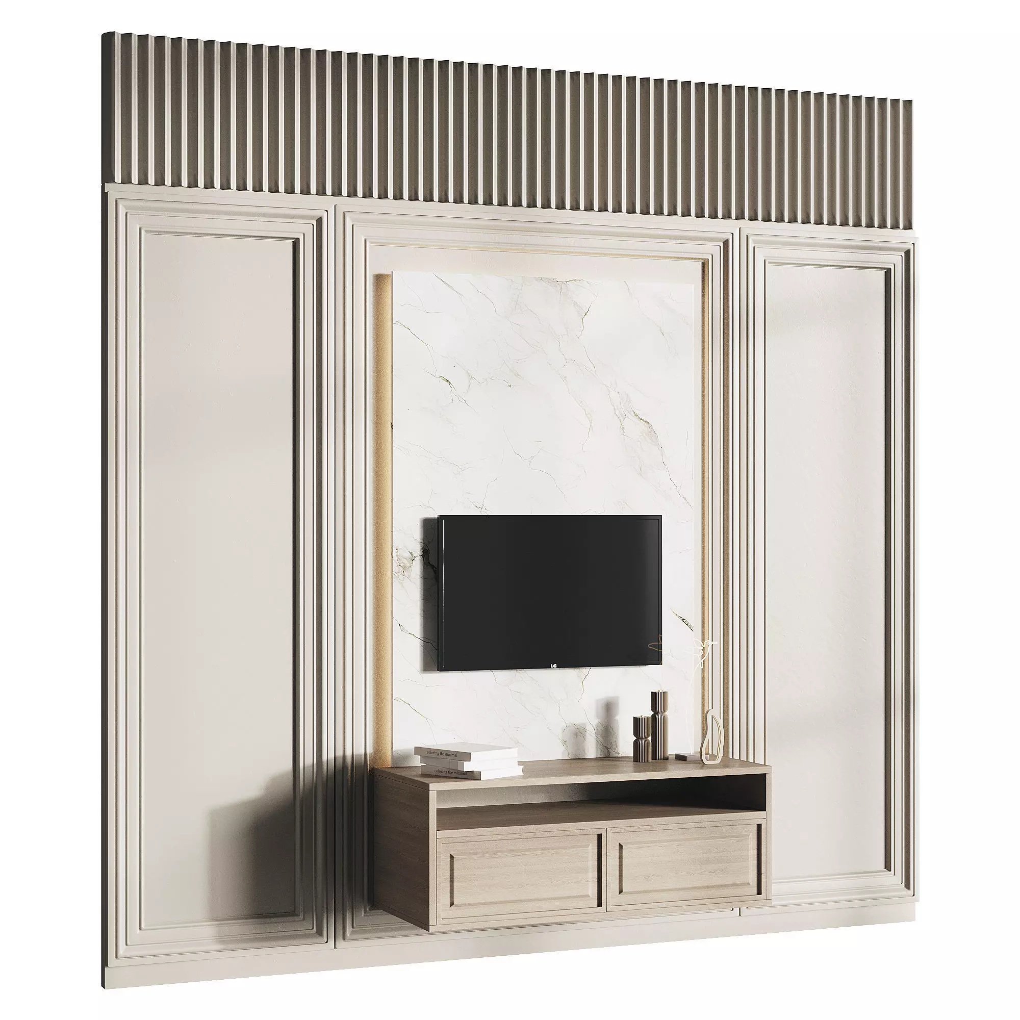 Modern TV Wall 05 3D model_0