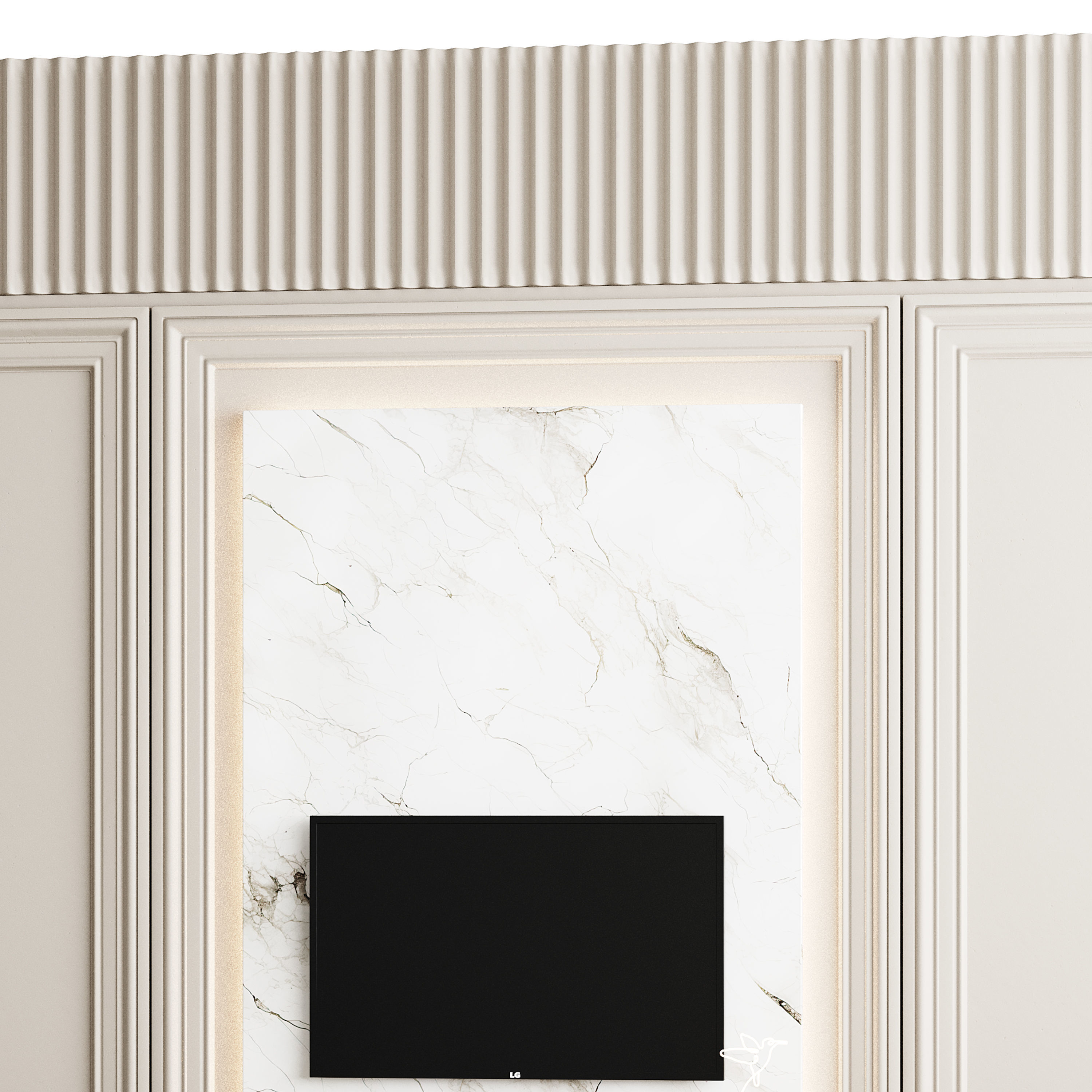 Modern TV Wall 05 3D model_12