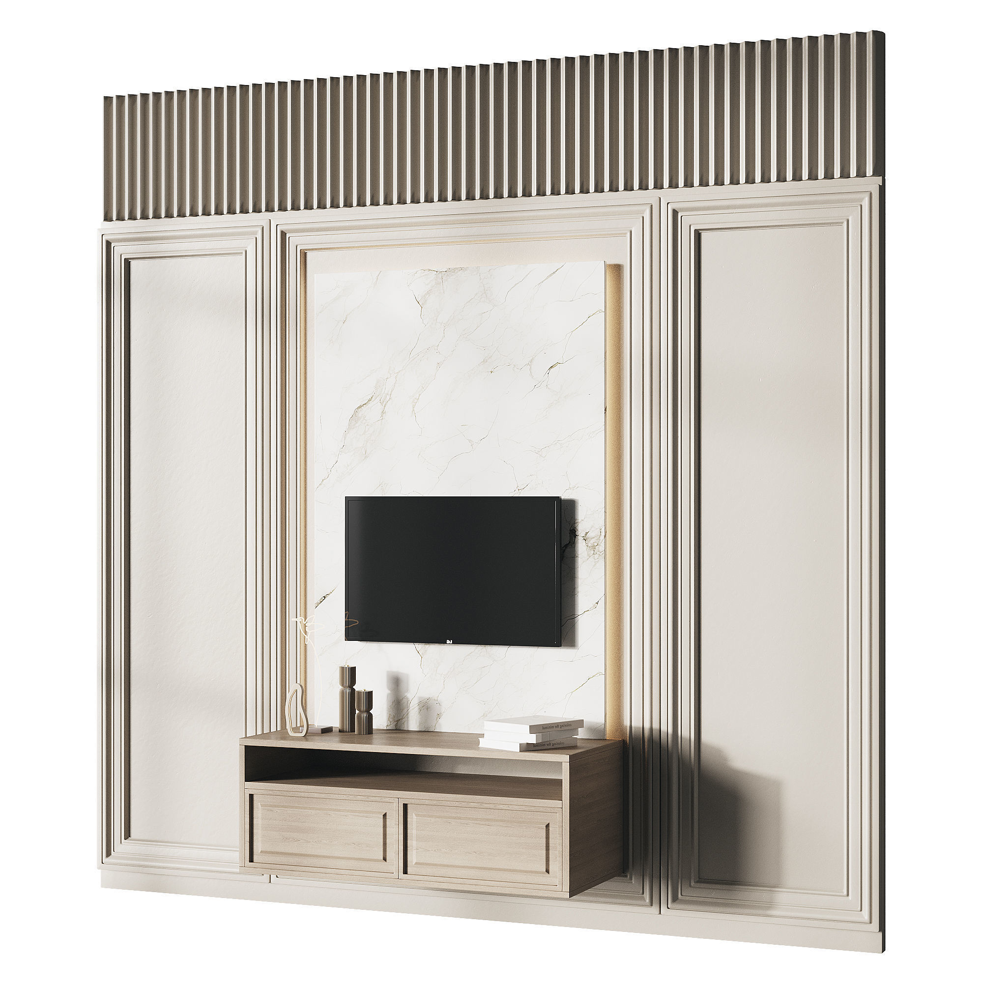 Modern TV Wall 05 3D model_2