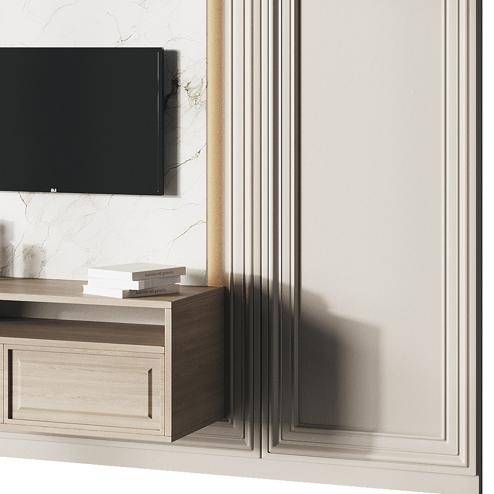 Modern TV Wall 05 3D model_3