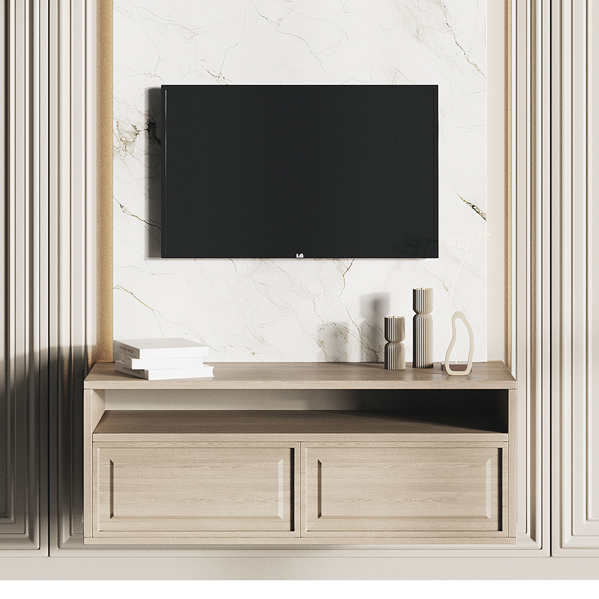 Modern TV Wall 05 3D model_5