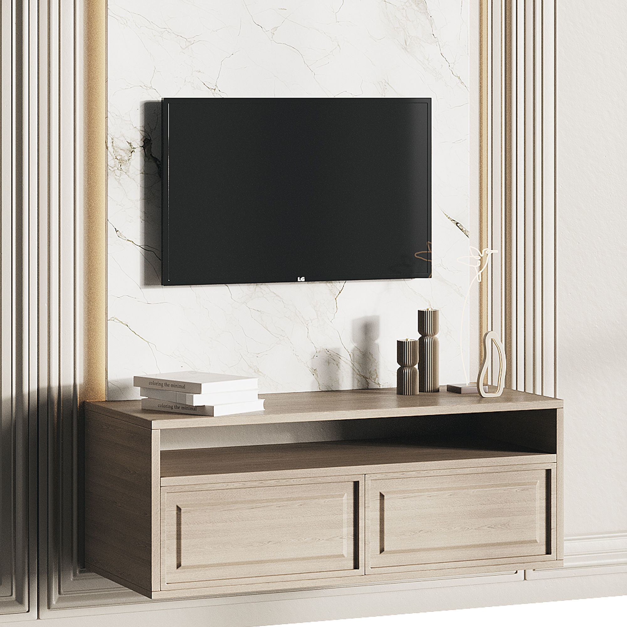 Modern TV Wall 05 3D model_4