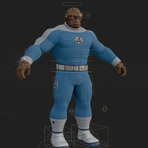 Ben Grimm 3D Model Stylized The Thing Rigged PBR FBX OBJ Low-poly 3D model