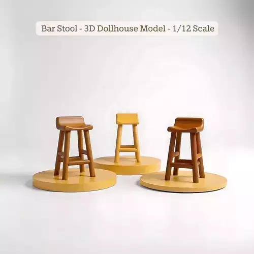 Bar Stool STL File - 3D Miniature Furniture Model