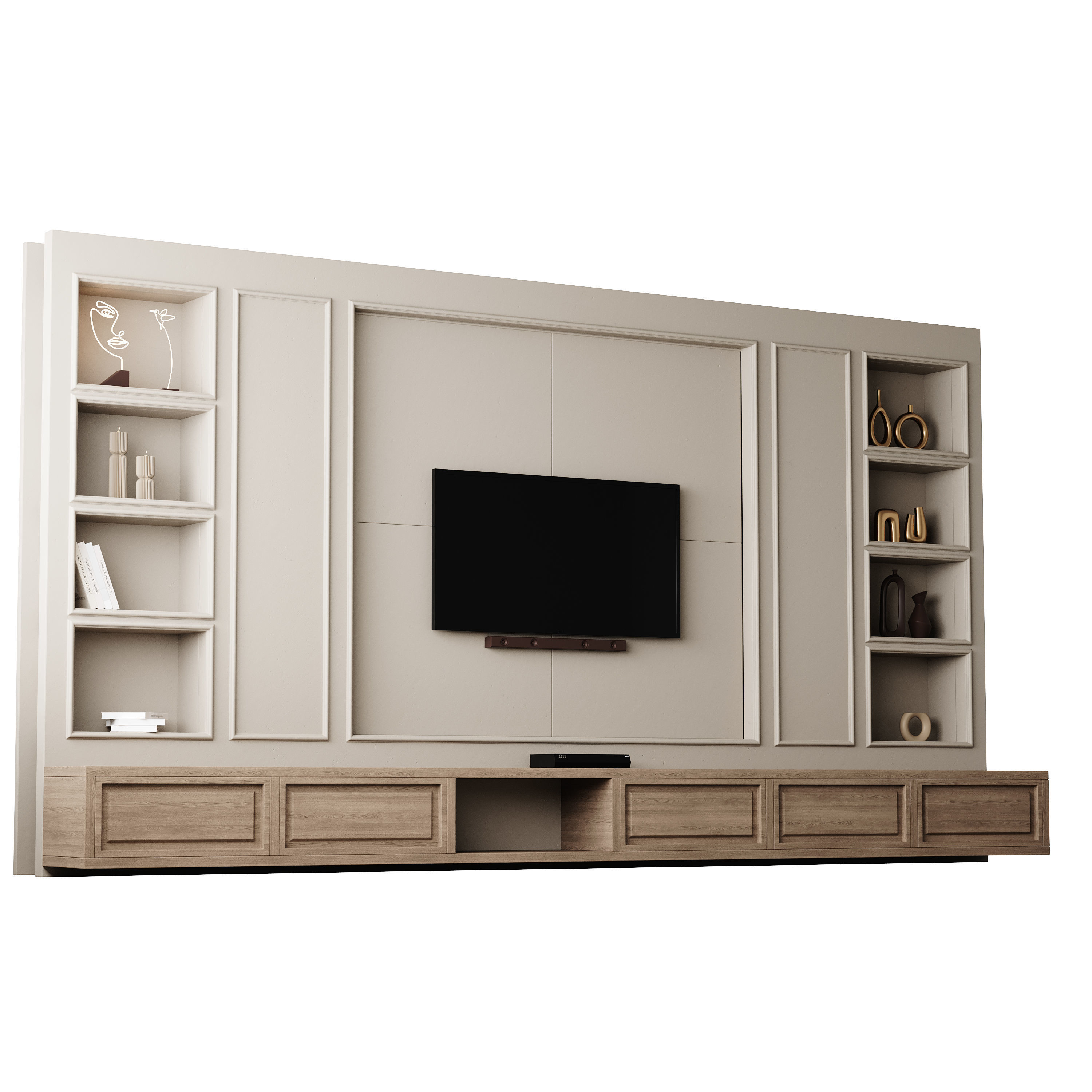 Modern TV Wall 09 3D model_12