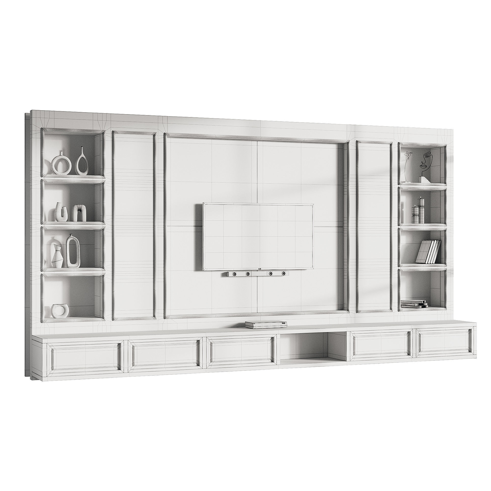 Modern TV Wall 09 3D model_13