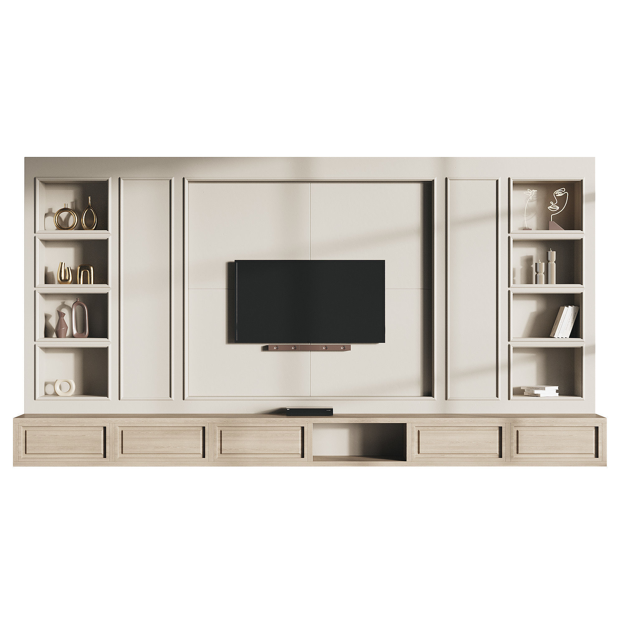 Modern TV Wall 09 3D model_2