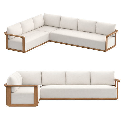 Lagos Teak Left-Arm L-Sectional 3D model