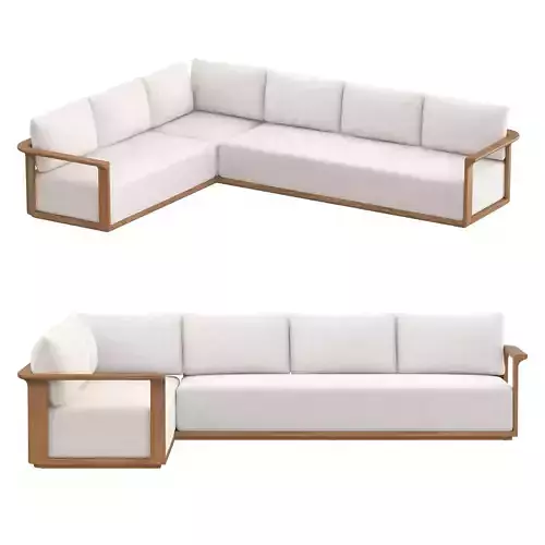 Lagos Teak Left-Arm L-Sectional 3D model
