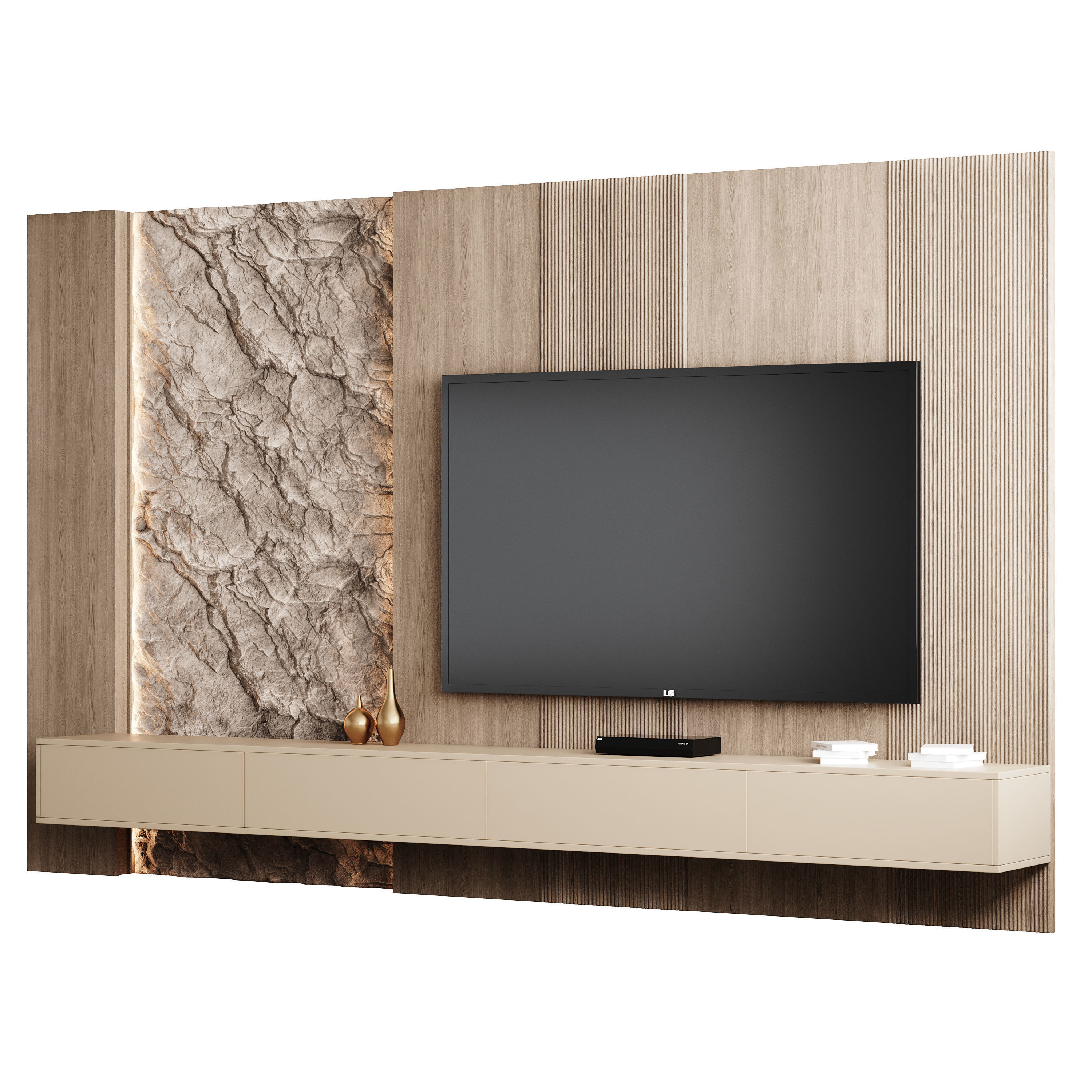 Modern TV Wall 11 3D model_4