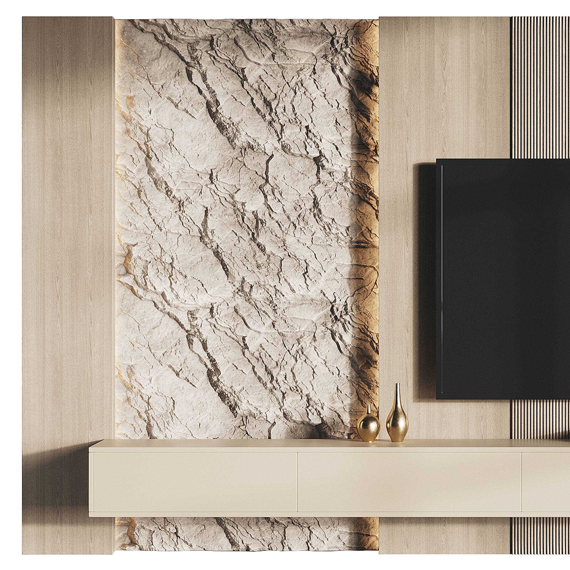 Modern TV Wall 11 3D model_5