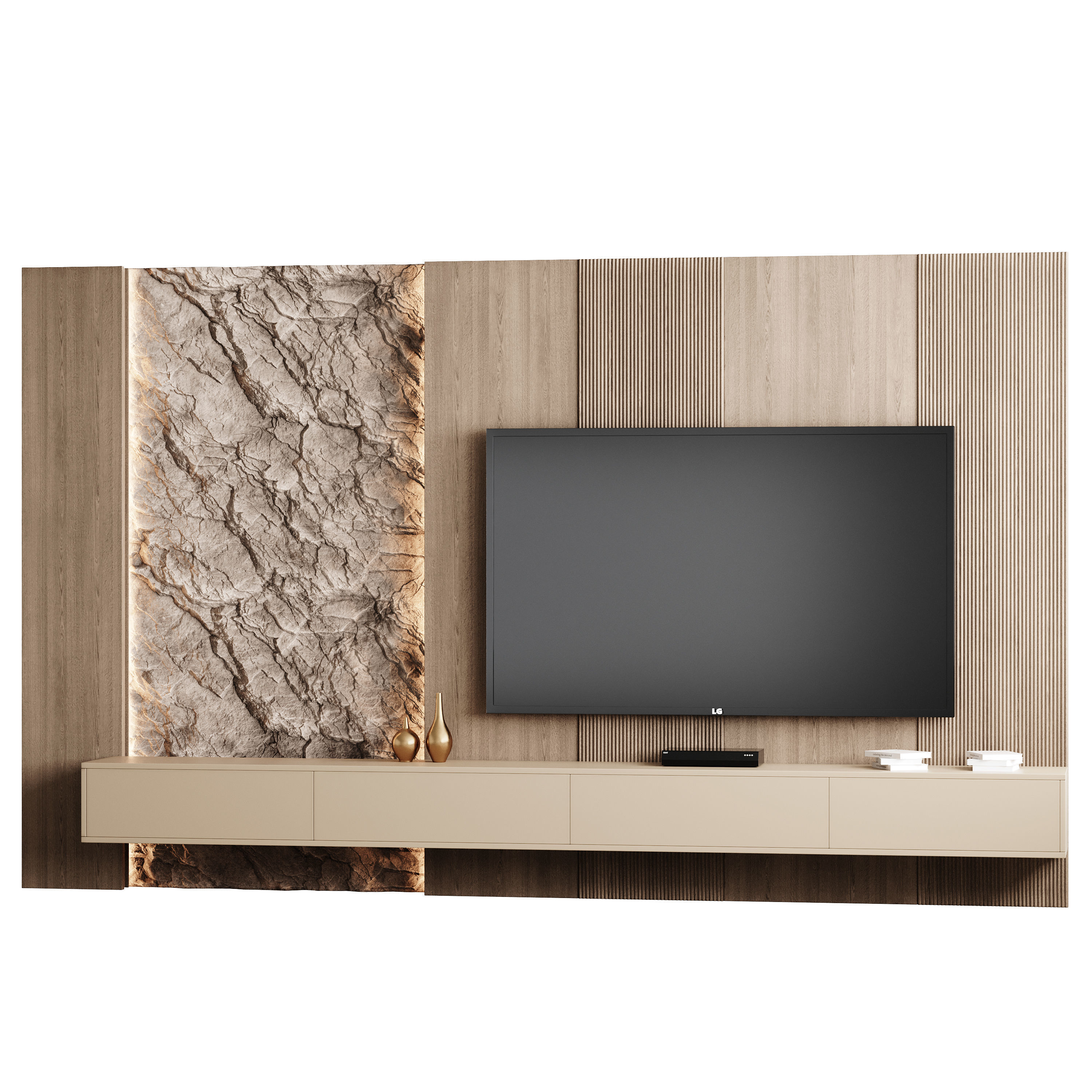 Modern TV Wall 11 3D model_2