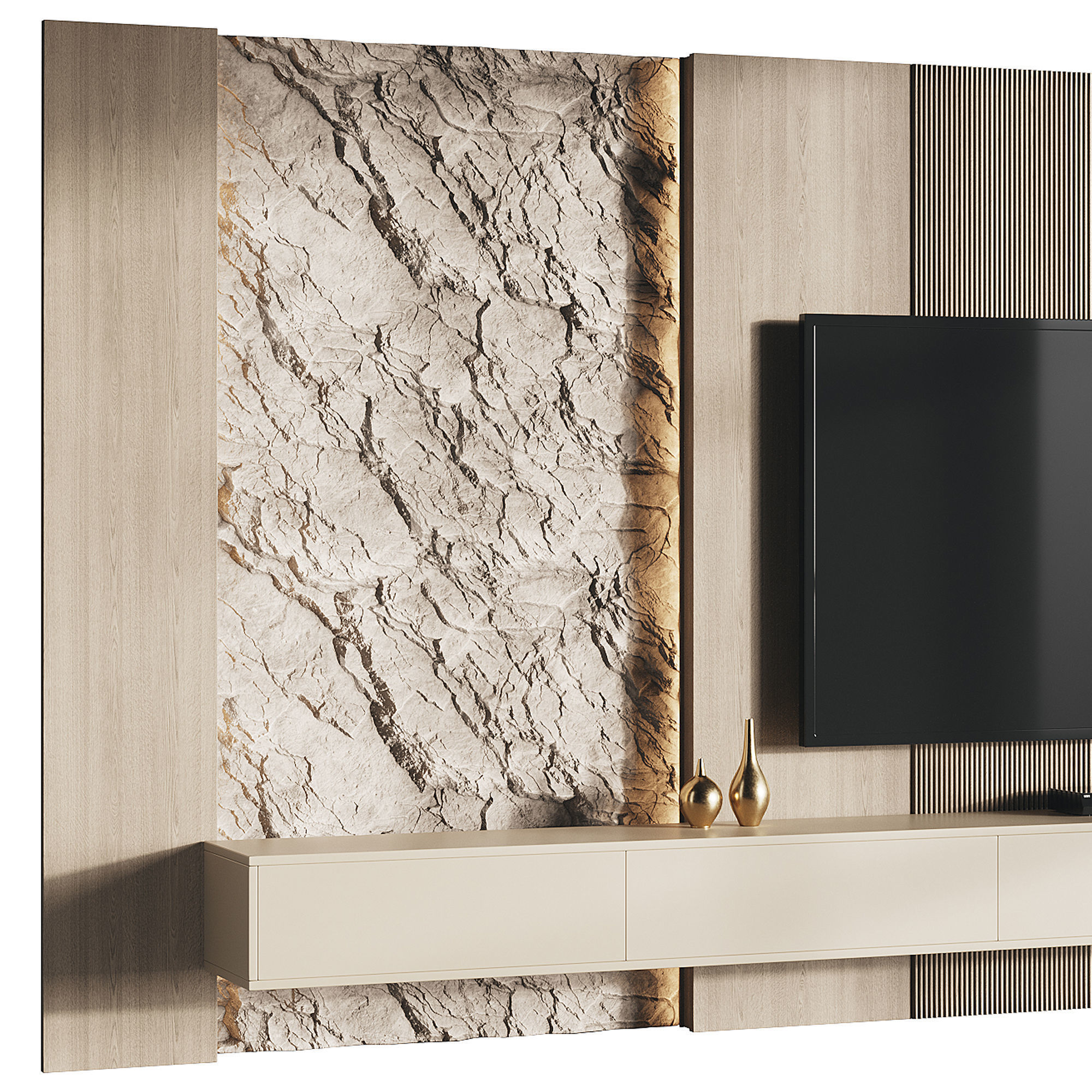 Modern TV Wall 11 3D model_8