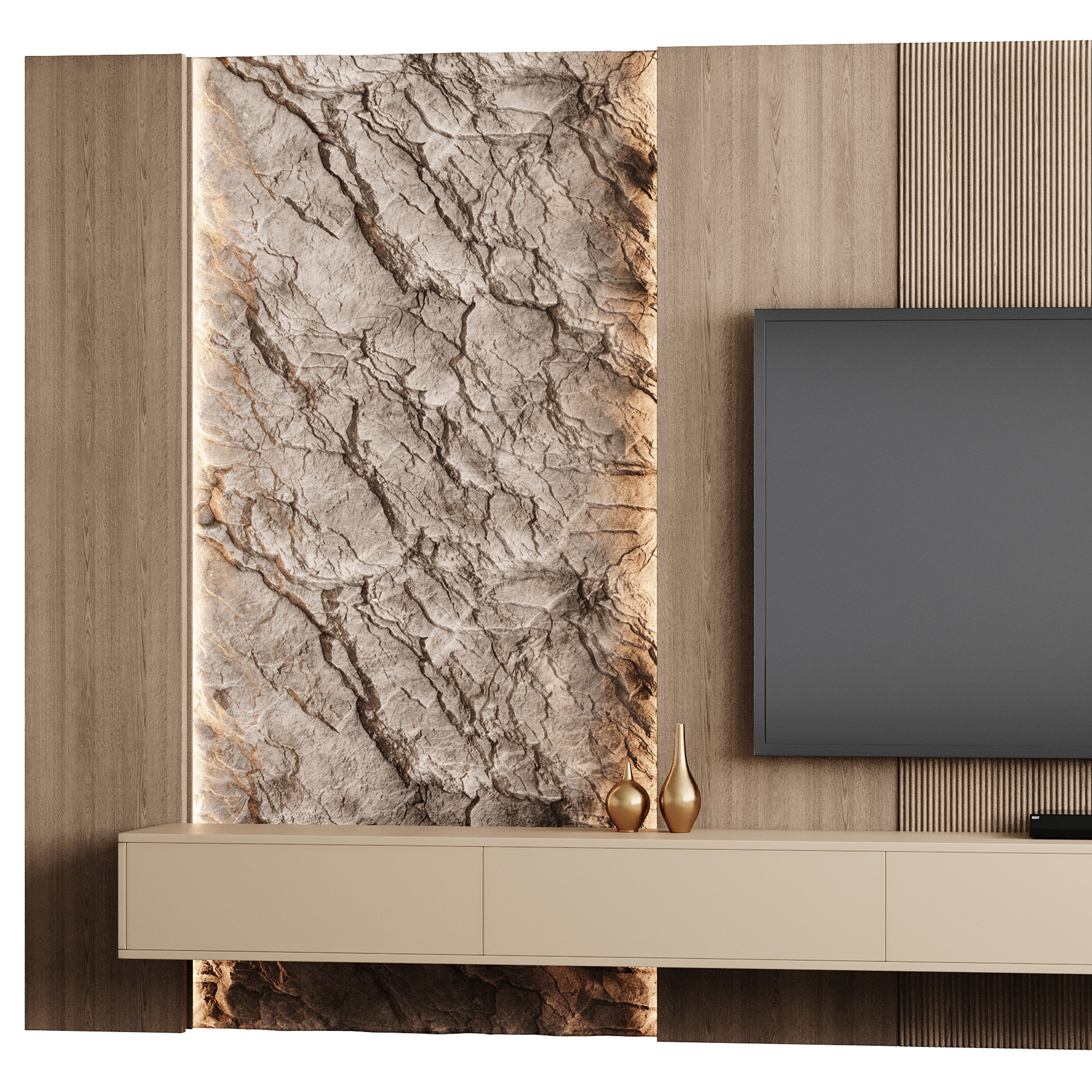 Modern TV Wall 11 3D model_10