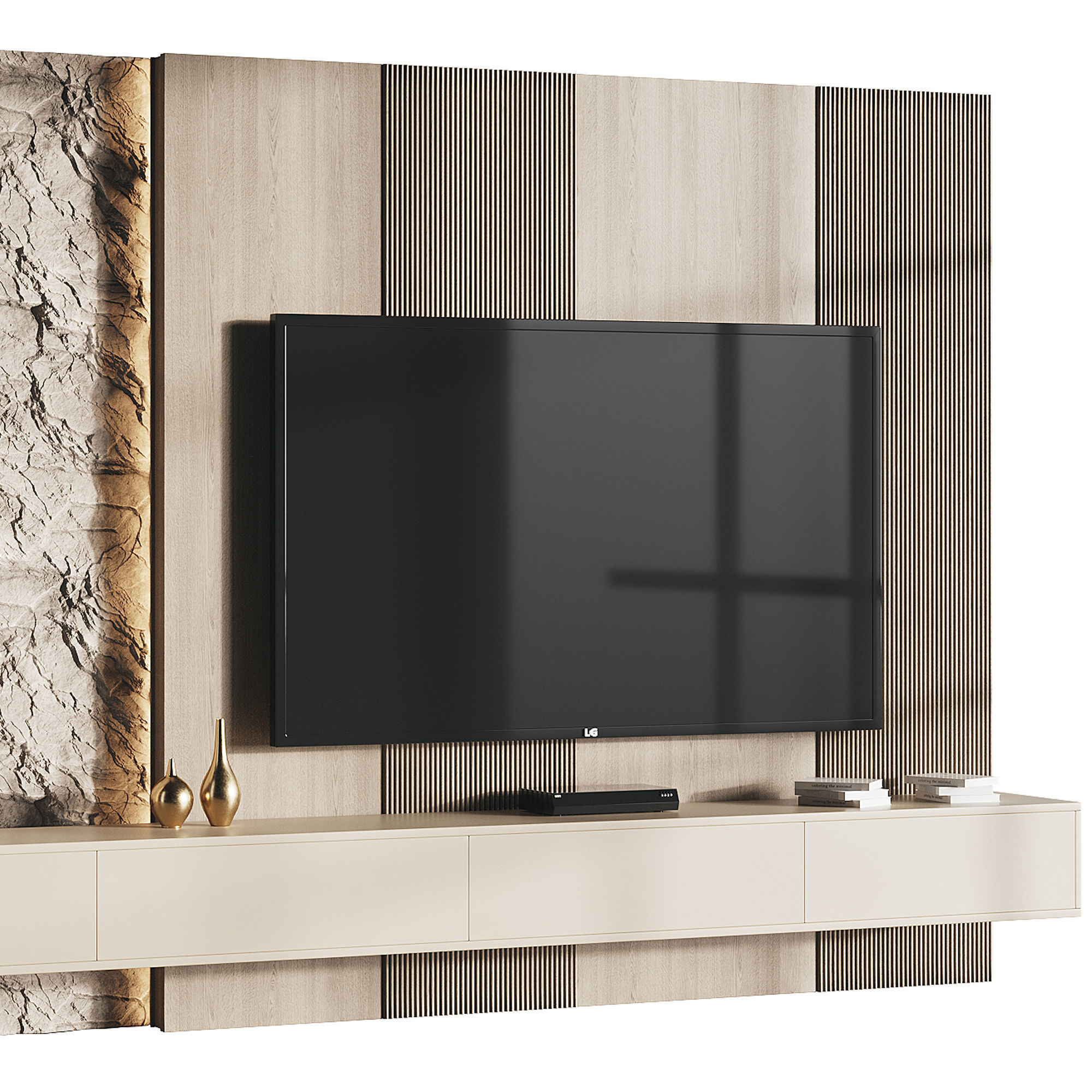 Modern TV Wall 11 3D model_9