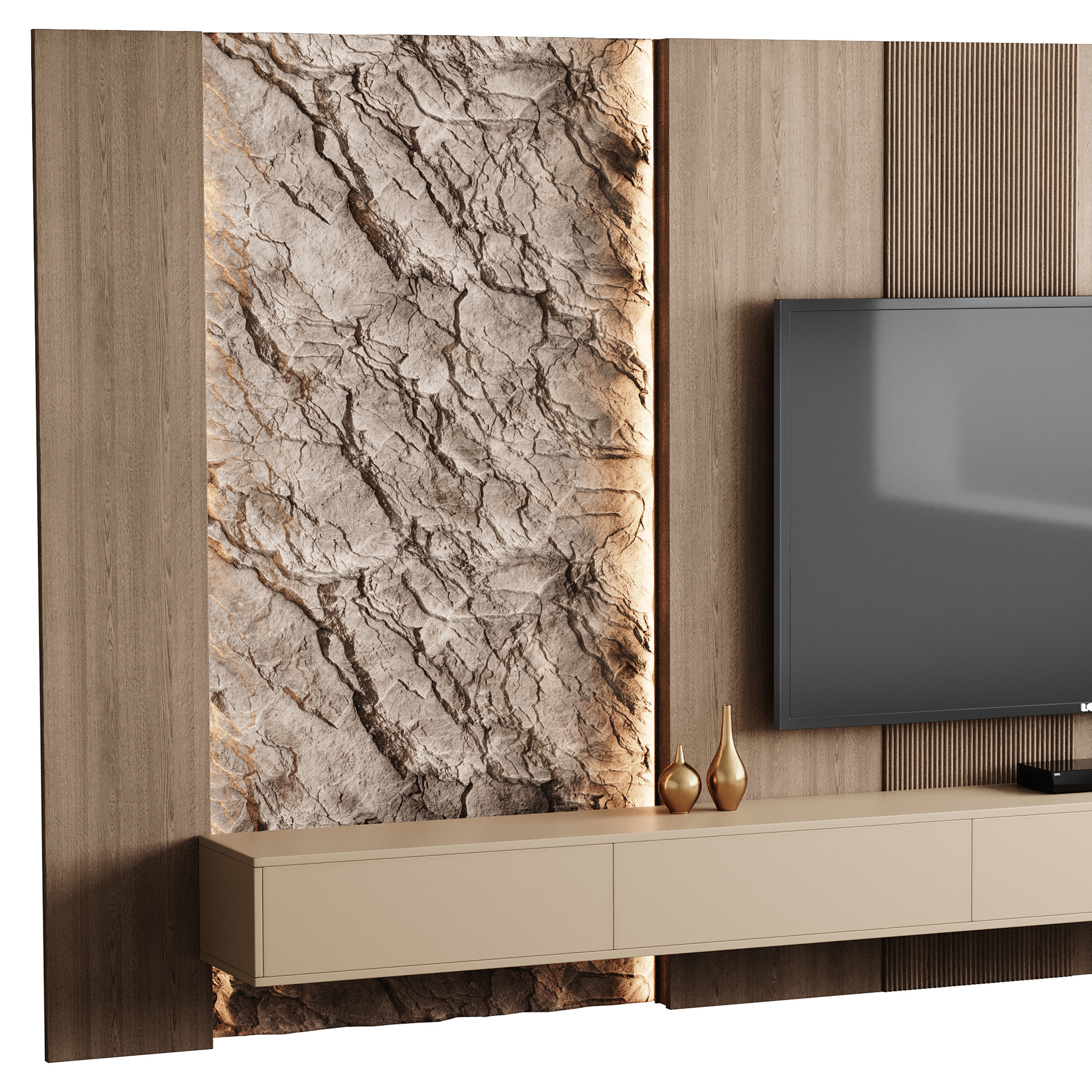 Modern TV Wall 11 3D model_12