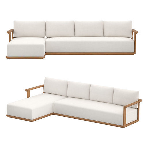 Lagos Teak Left-Arm Sofa-Chaise Sectional 3D model