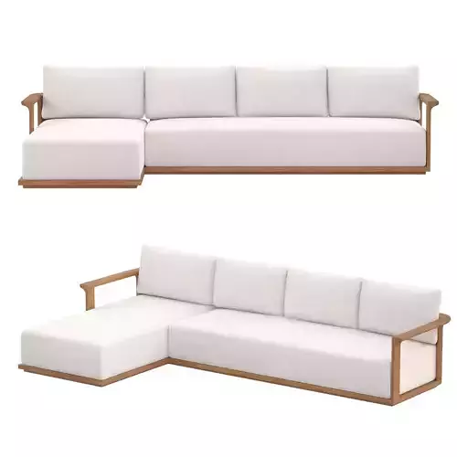 Lagos Teak Left-Arm Sofa-Chaise Sectional