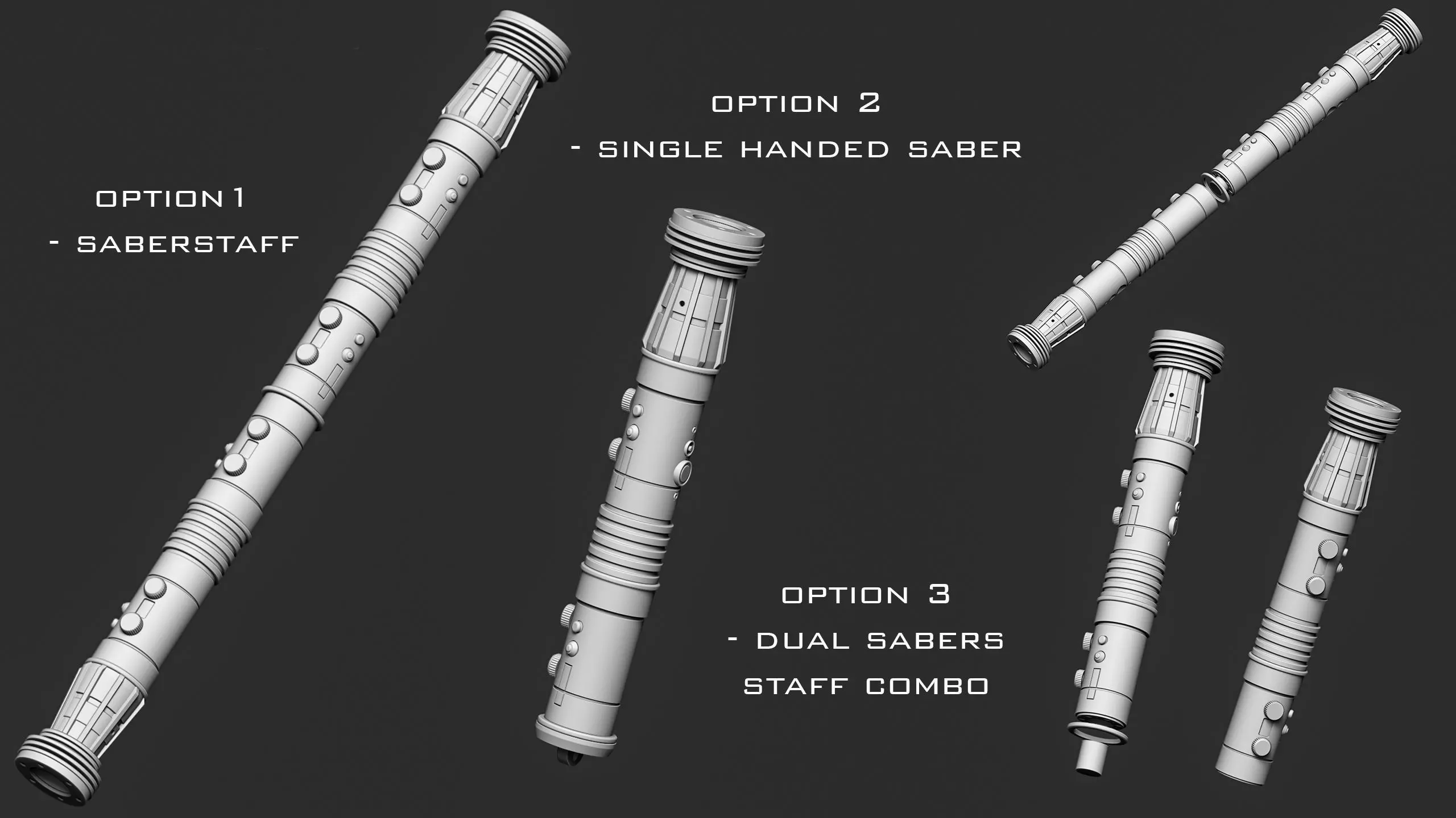 Darth Maul Saberstaff functional 3D print model_2