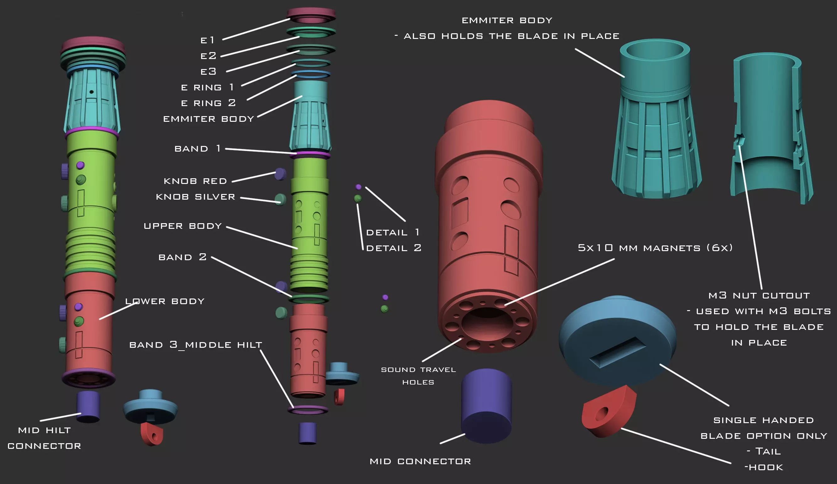 Darth Maul Saberstaff functional 3D print model_1