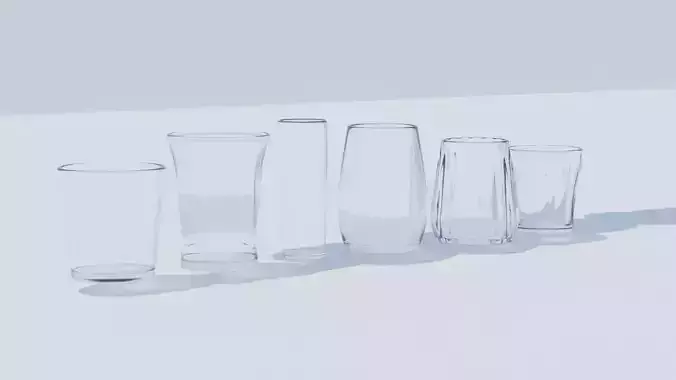 Crystal Clear Glass cups Collection - 3D MODELS