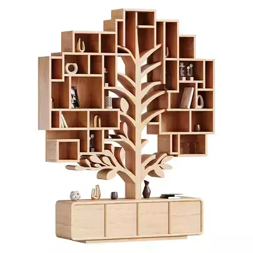 Shelf with accessories and books