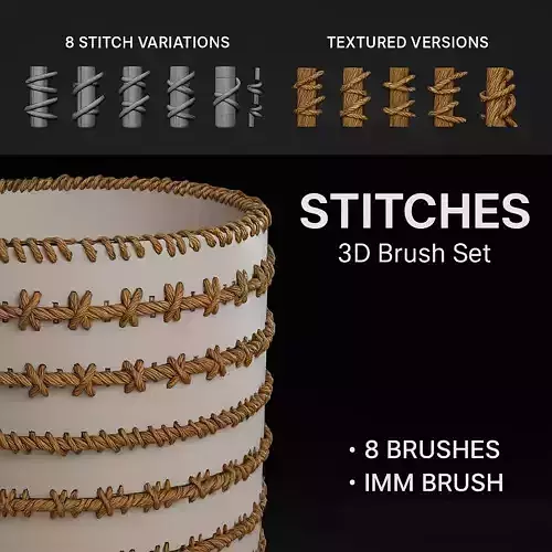 Low-Poly Stitches Brush Pack Low-poly 3D model