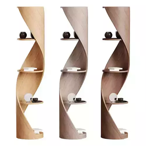 Shelf with accessories and books 02 3D model