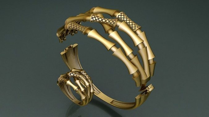 semibone bracelet and ring 3D print model