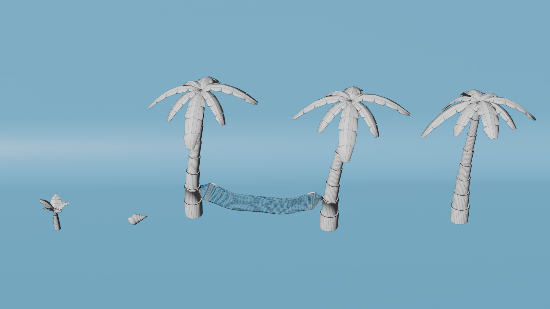 Low Poly Tropical Island with Palm Trees Summer asset pack part3 Low-poly 3D model_6