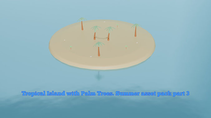 Low Poly Tropical Island with Palm Trees Summer asset pack part3 Low-poly 3D model