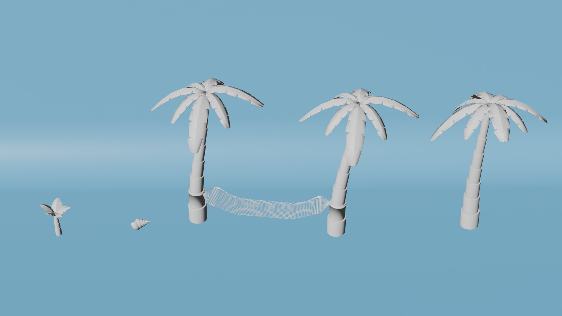 Low Poly Tropical Island with Palm Trees Summer asset pack part3 Low-poly 3D model_4