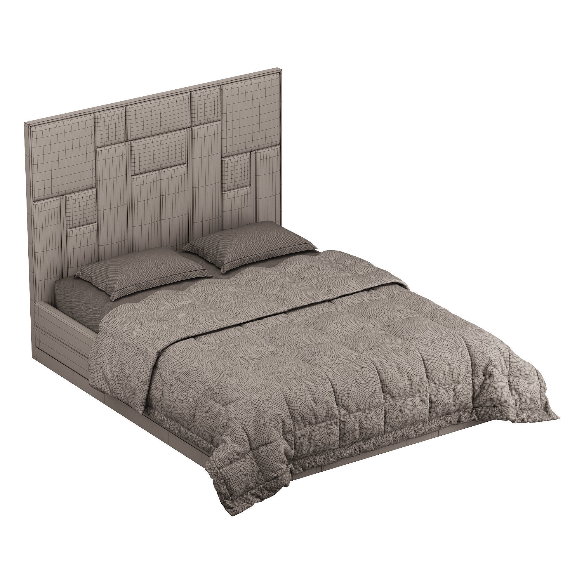 White And Gold BED 3D model_13