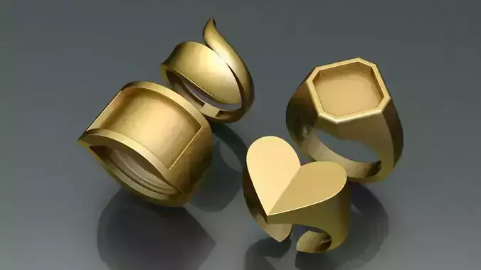 4different minimal rings 3D print model