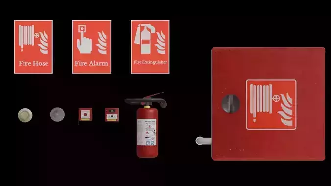 Fire Safety Pack Low-poly 3D model