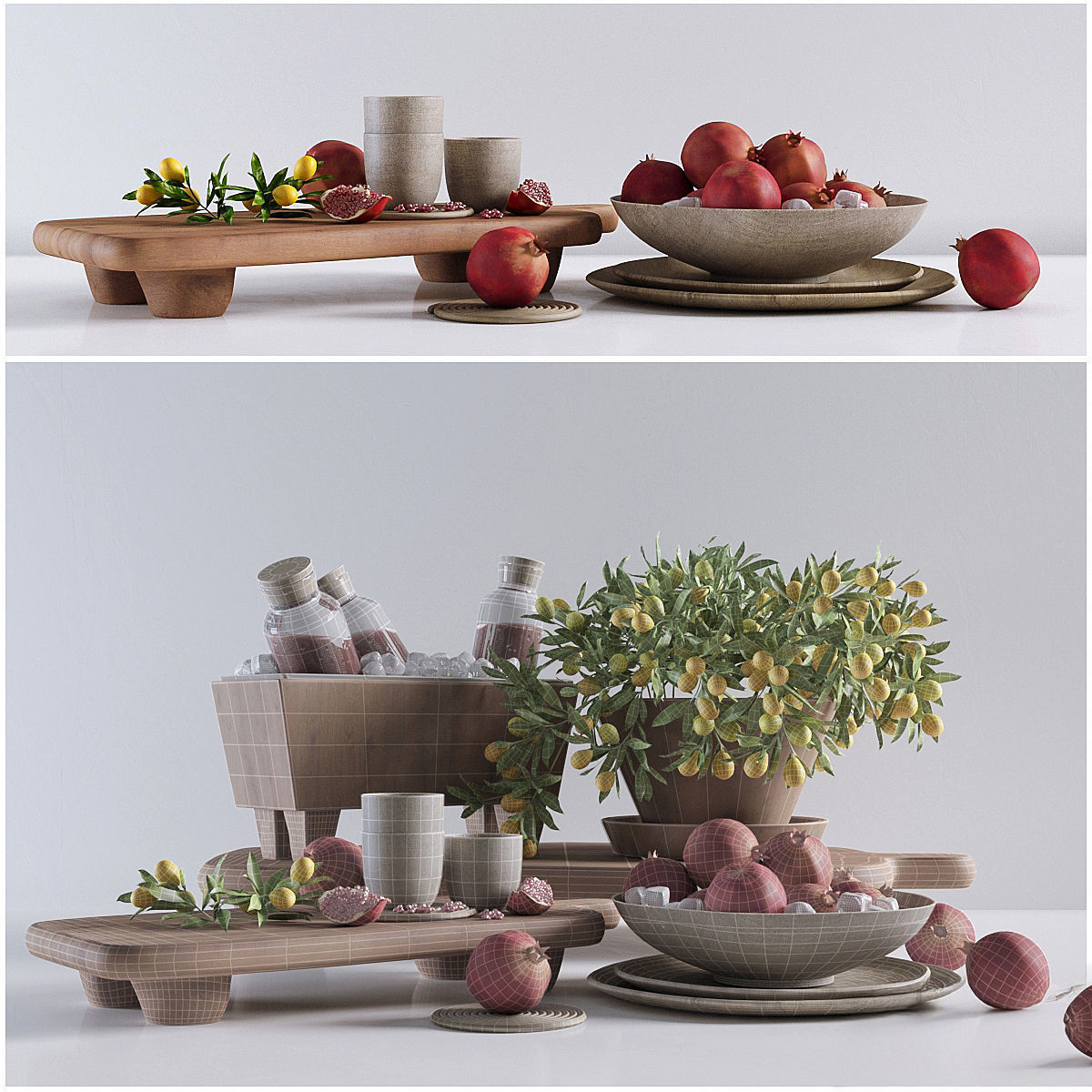 Decorative set for the kitchen 3D model_2