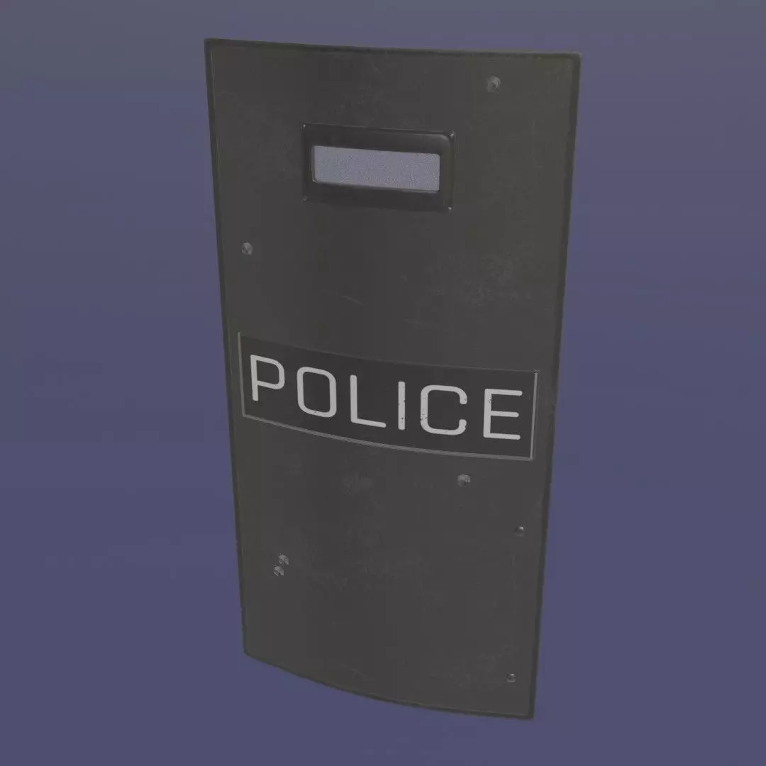 Police Riot Shield Low-poly 3D model_0
