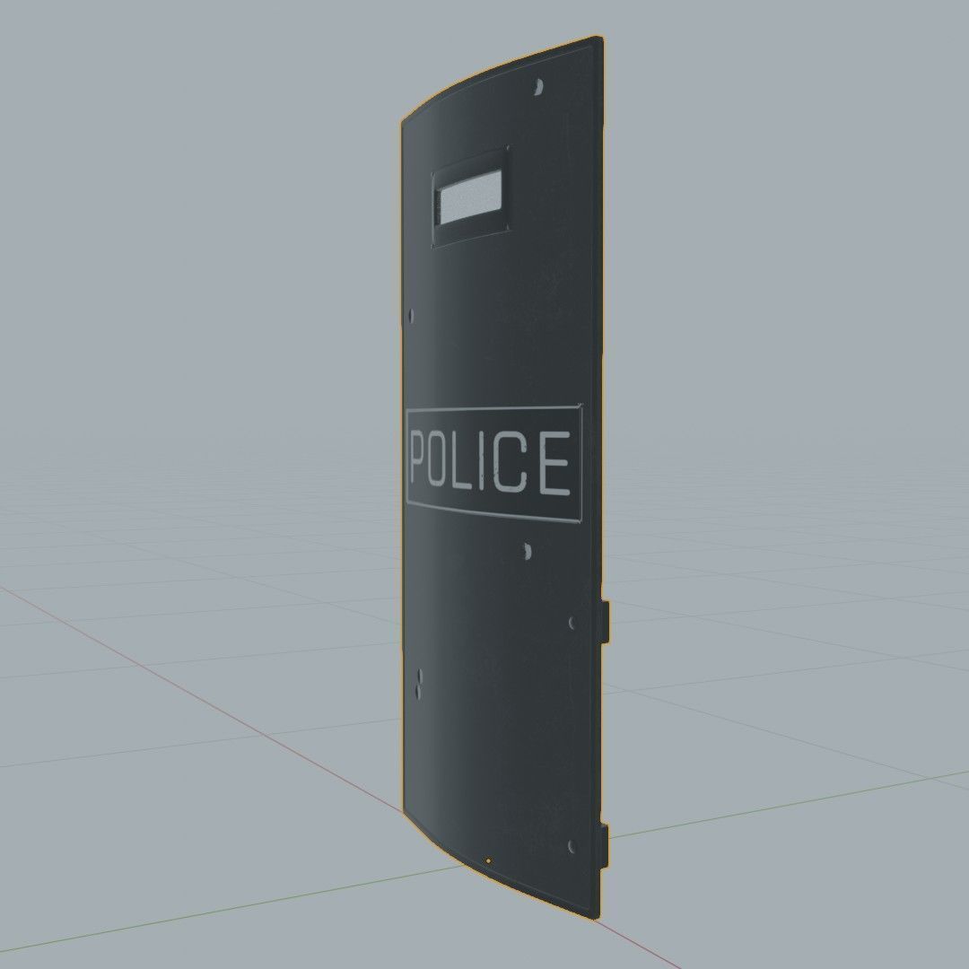 Police Riot Shield Low-poly 3D model_3