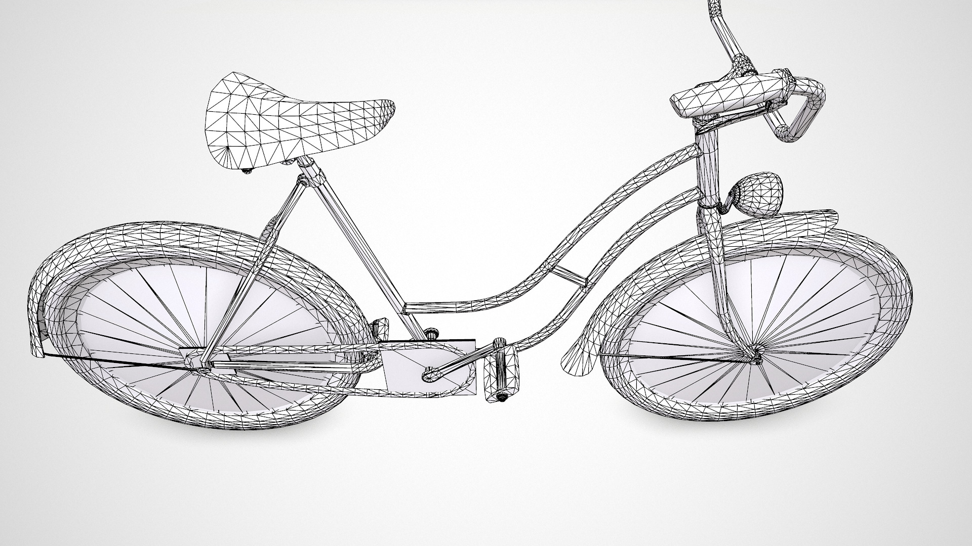 Old Vintage Bicycle Low-poly PBR Low-poly 3D model_28