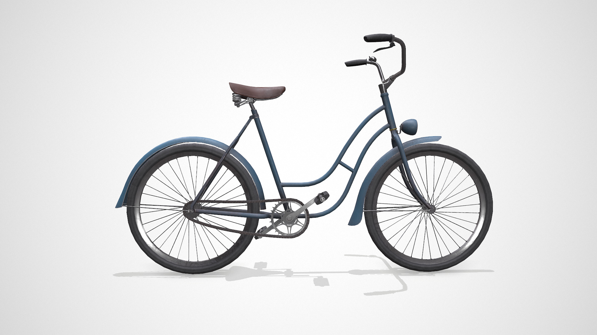 Old Vintage Bicycle Low-poly PBR Low-poly 3D model_9