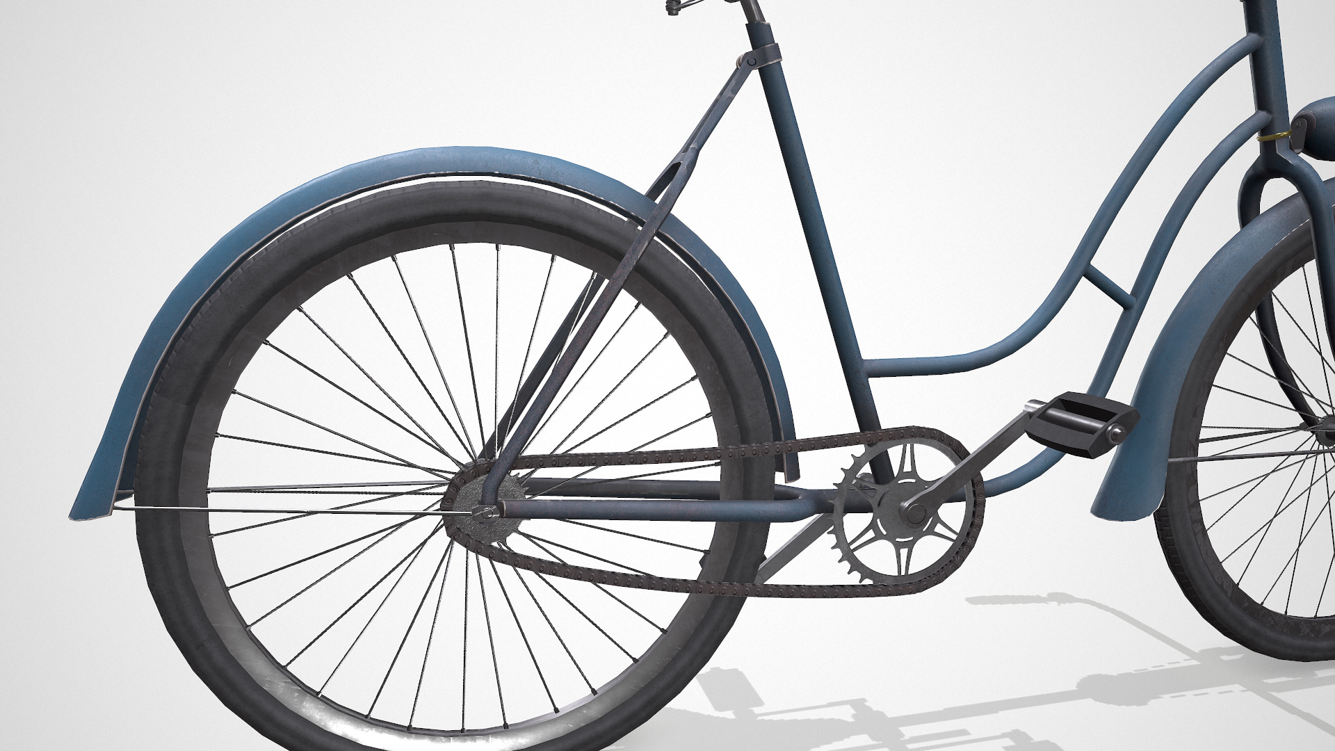 Old Vintage Bicycle Low-poly PBR Low-poly 3D model_17