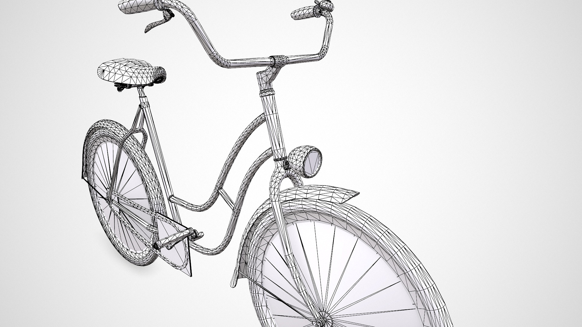 Old Vintage Bicycle Low-poly PBR Low-poly 3D model_29